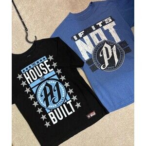 WWE Authentic Wear AJ‎ STYLES T Shirt Lot x2 Medium Pro Wrestling House AJ Built